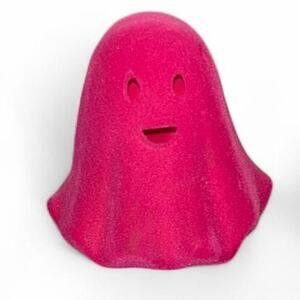 Hot Electric Pink Velvet Flocked Ghost Statue Figure Decor Dopamine Creepycute